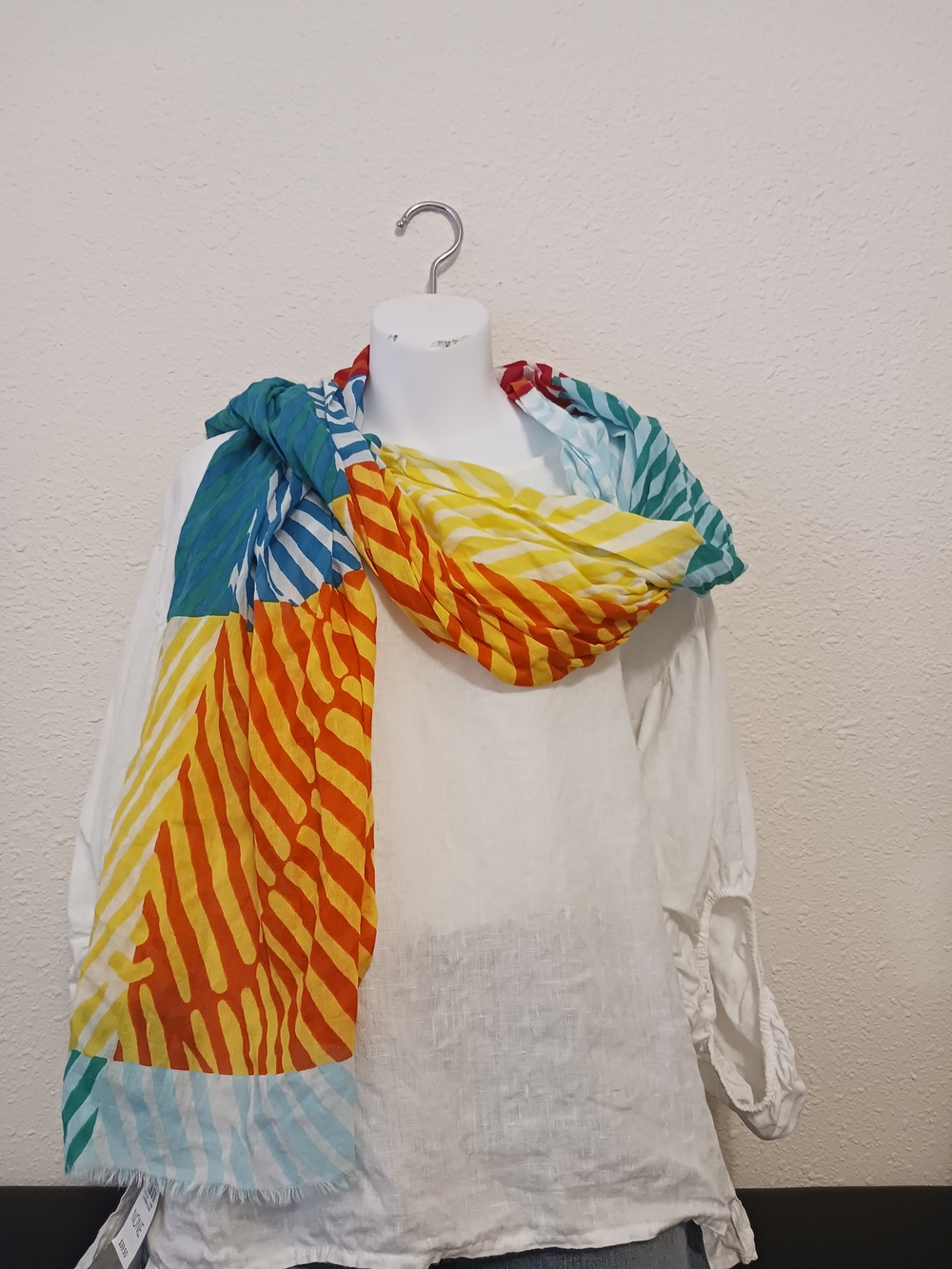 5 For $25!LOFT Multicolor Striped Lightweight Scarf - Yellow, Orange, Blue, Teal